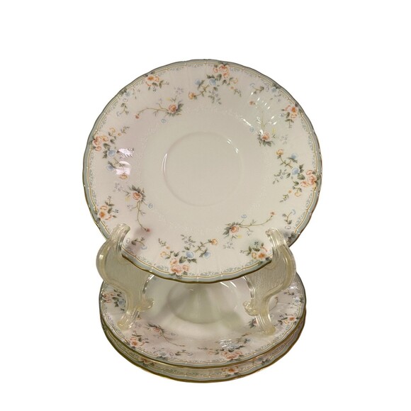 VTG Mikasa Saucer Roselle Pattern Fine Bone China Set of 3 MCM 6” - Picture 2 of 11